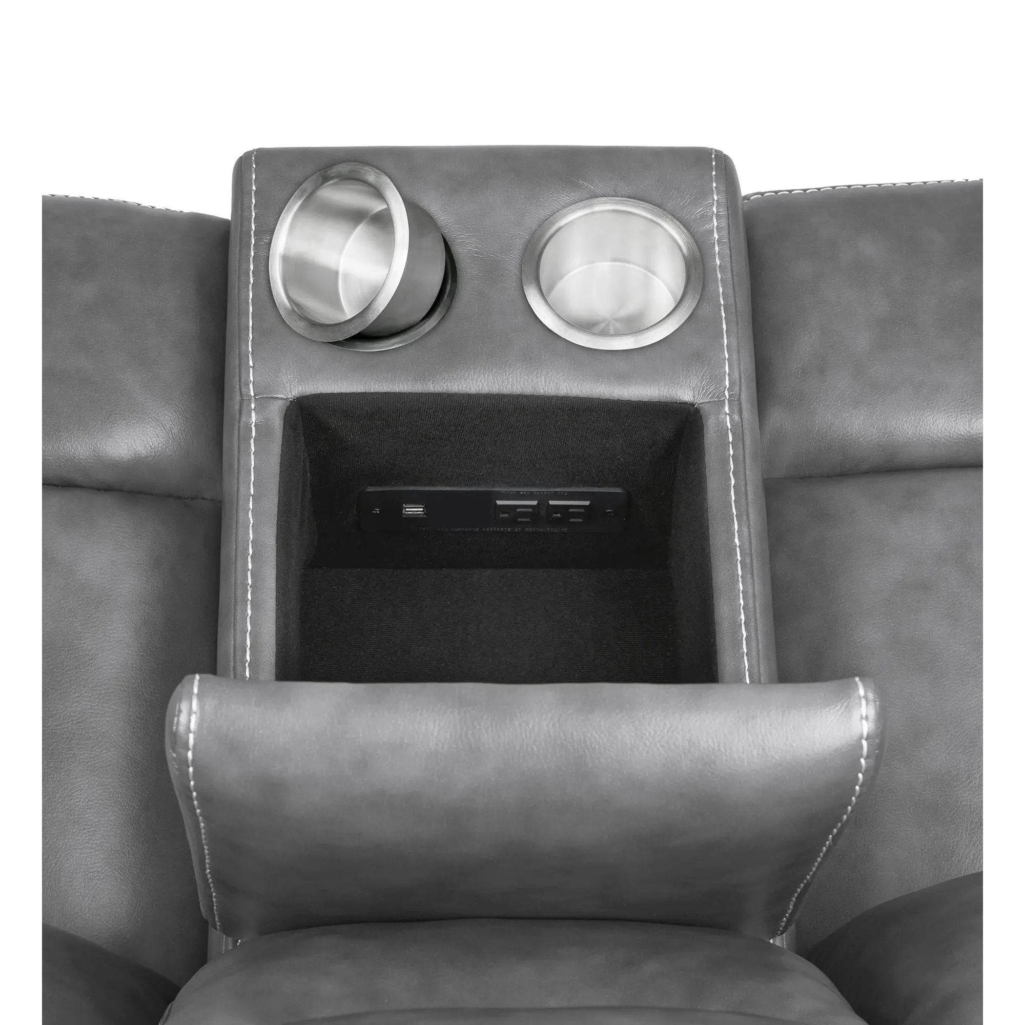 Carmen - Cool Motion Loveseat With Storage, With Reclining Function And Built In Storage - Gray by HouseOfZazla