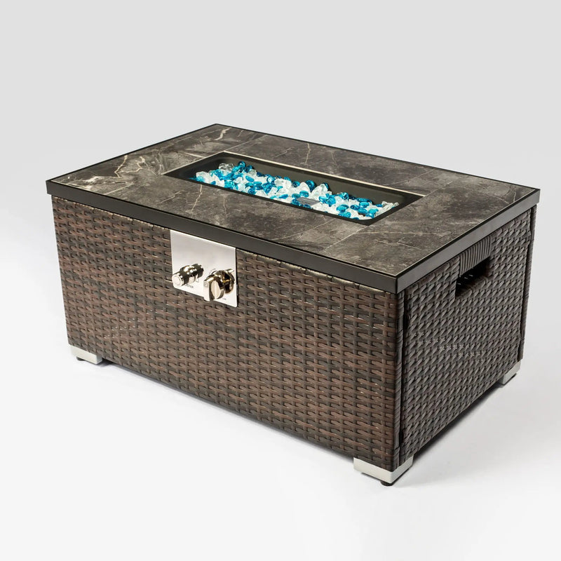 Outdoor Propane Fire Pit Table - Brown by HouseOfZazla
