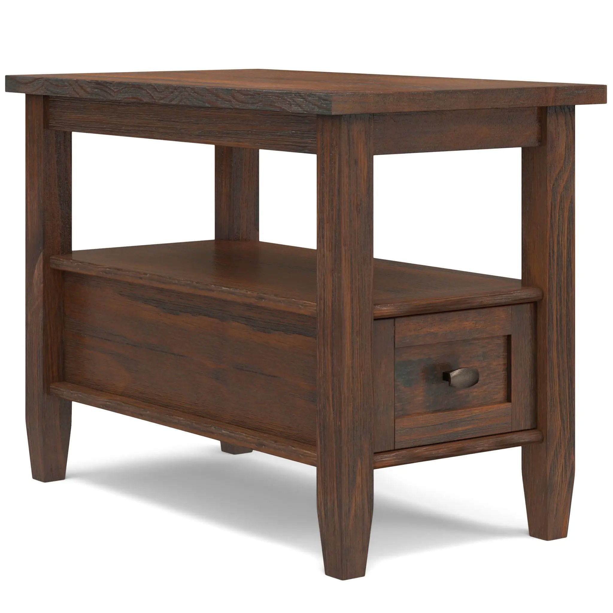 Warm Shaker - Narrow Side Table - Distressed Charcoal Brown by Unique Piece Furniture