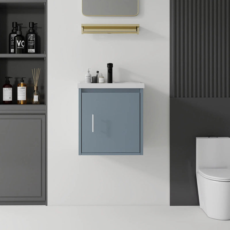 20 Inch Floating Bathroom Vanity with Sink, Soft-Close Door, Ceramic Sink, Plywood by HouseOfZazla