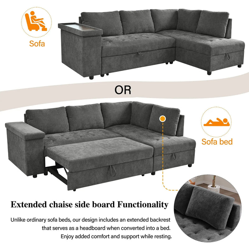 L Shaped Couch With Pull Out Bed And Storage Sectional Sleeper Sofa by HouseOfZazla