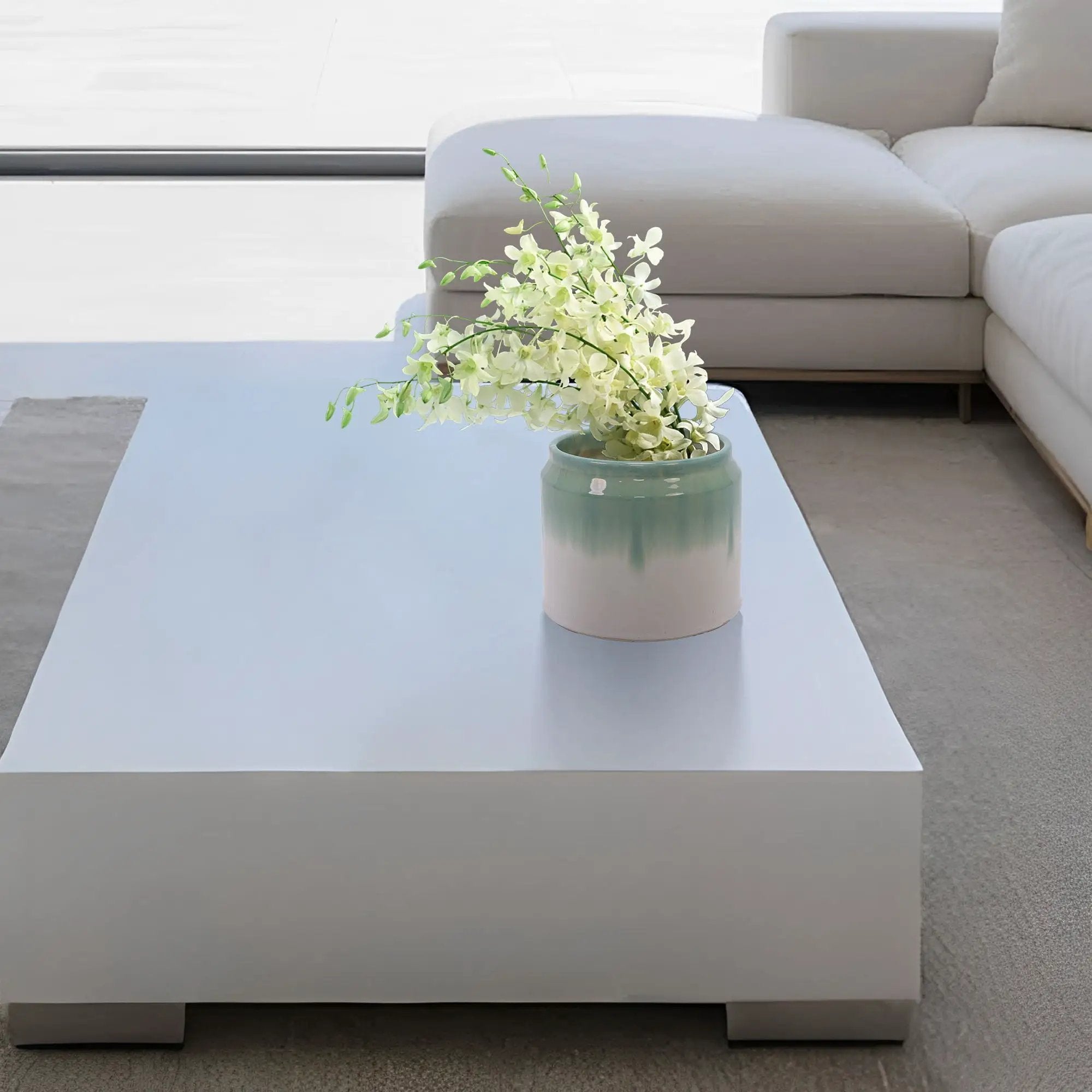 Gradient Flowerpot (Set of 2), Planter For Patio, Garden, Windowsill - White / Green by Unique Piece Furniture