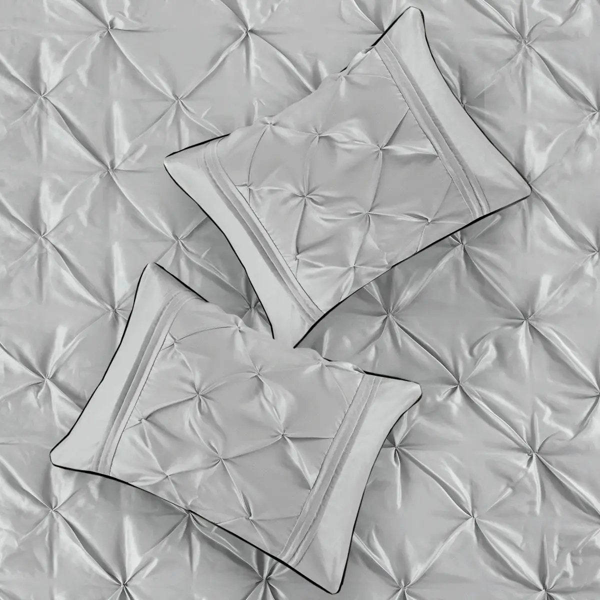 7 Piece Tufted Comforter Set Grey Full by HouseOfZazla