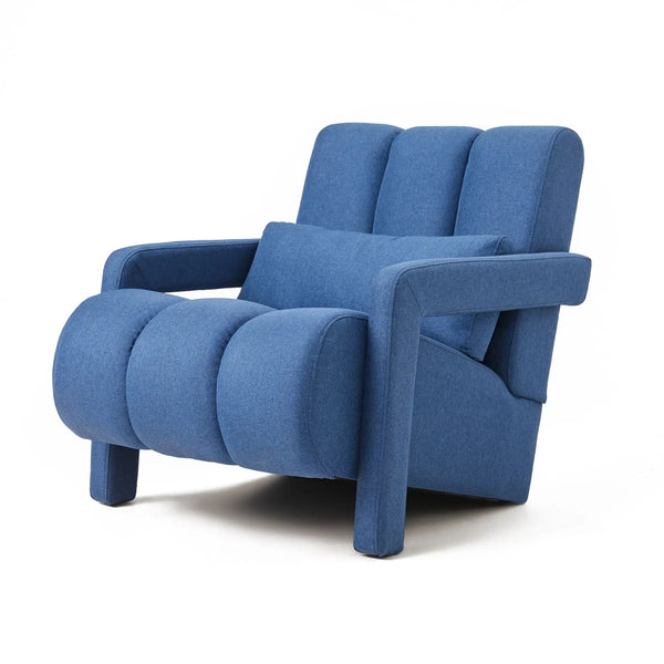Upholstered Accent Chair With Pillow, Designed For Living Room - Navy Blue
