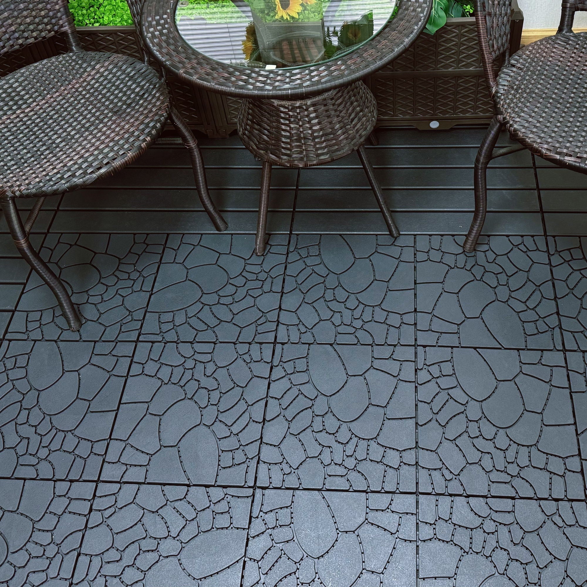 Stone Texture Patio Deck Tiles, Diy Module Interlocking Decking Floor Tiles by HouseOfZazla