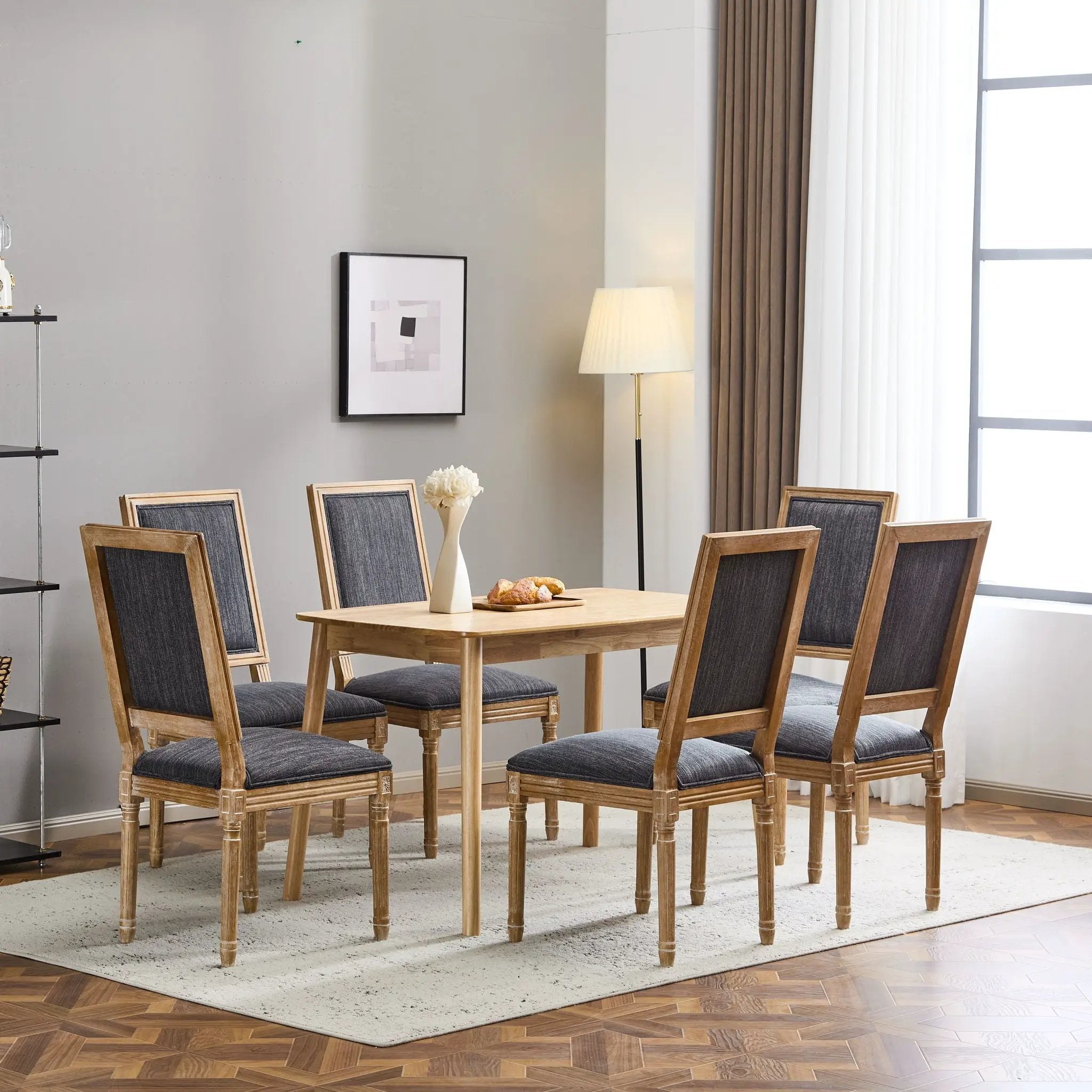 French Country Style Dining Chair With Upholstered Seating And Fluted Legs by HouseOfZazla