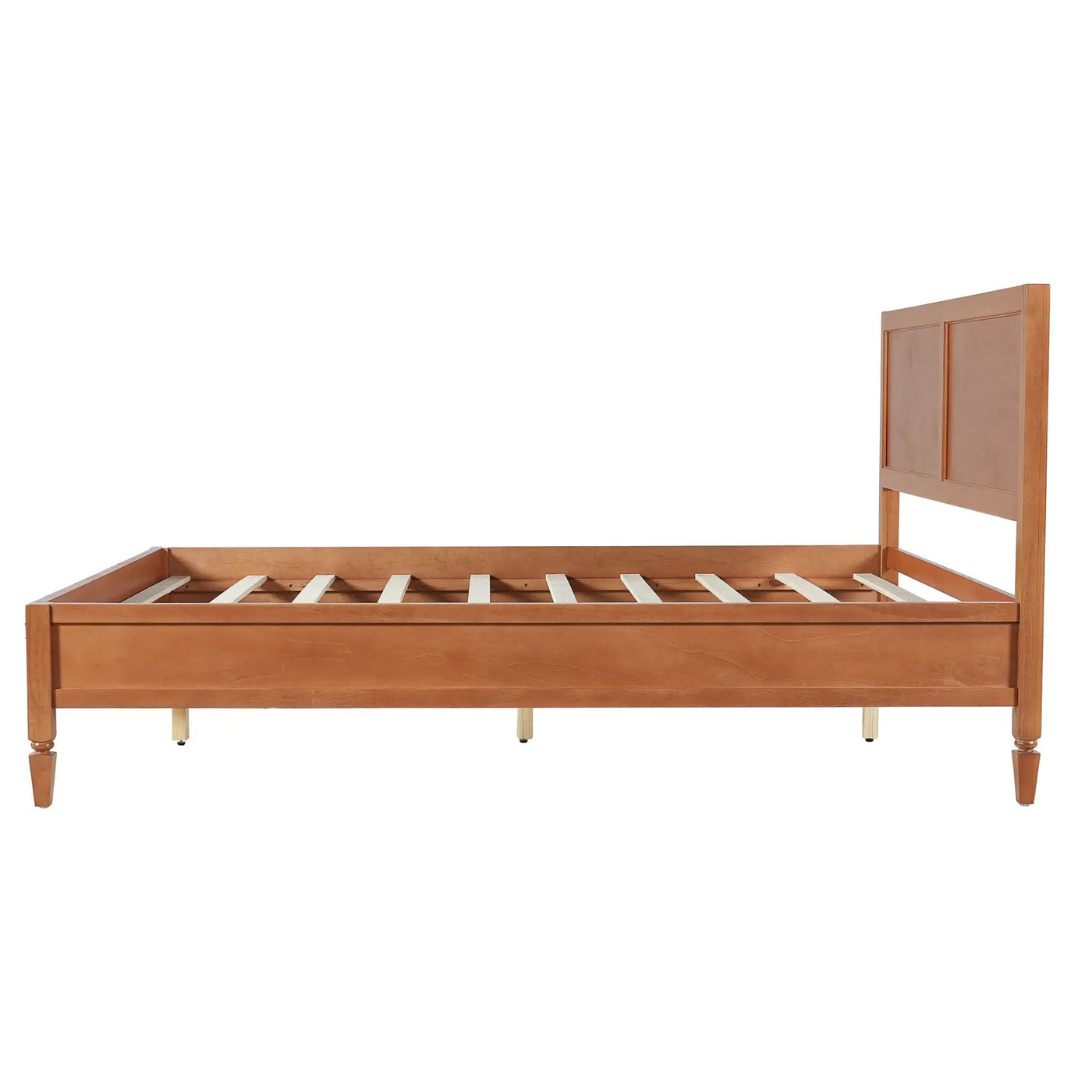 Queen Size Wood Platform Bed Frame with Classic Panel Headboard by HouseOfZazla
