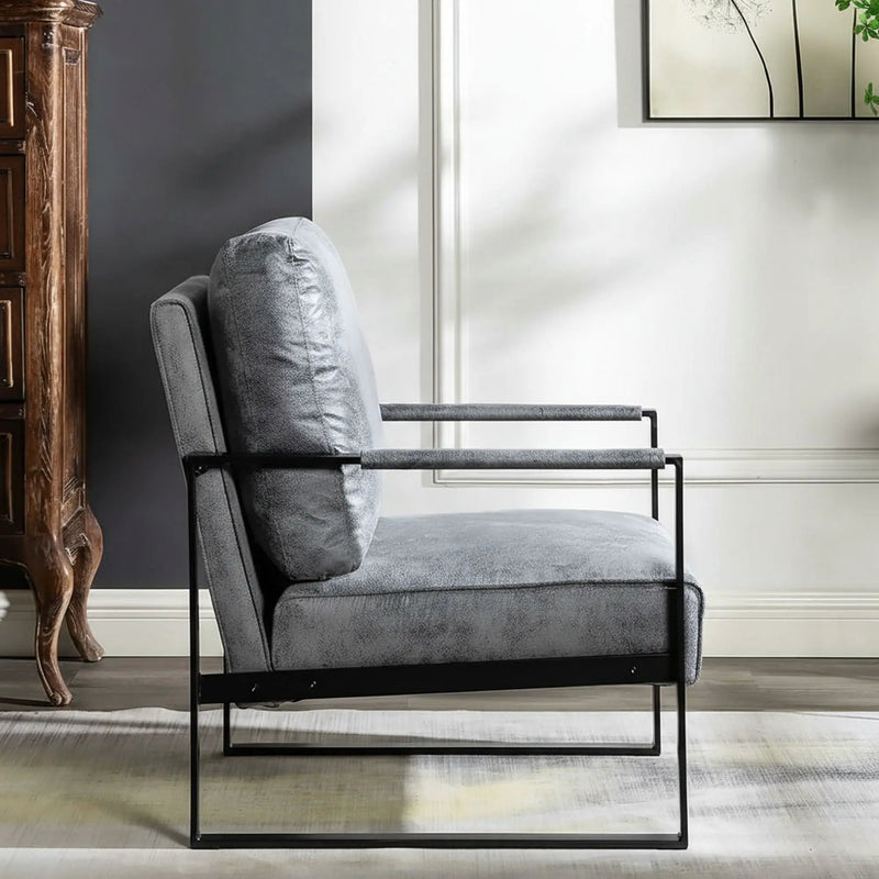 Classic Mid Century Modern Accent Chair With Durable Square Metal Frame, Armchair by HouseOfZazla