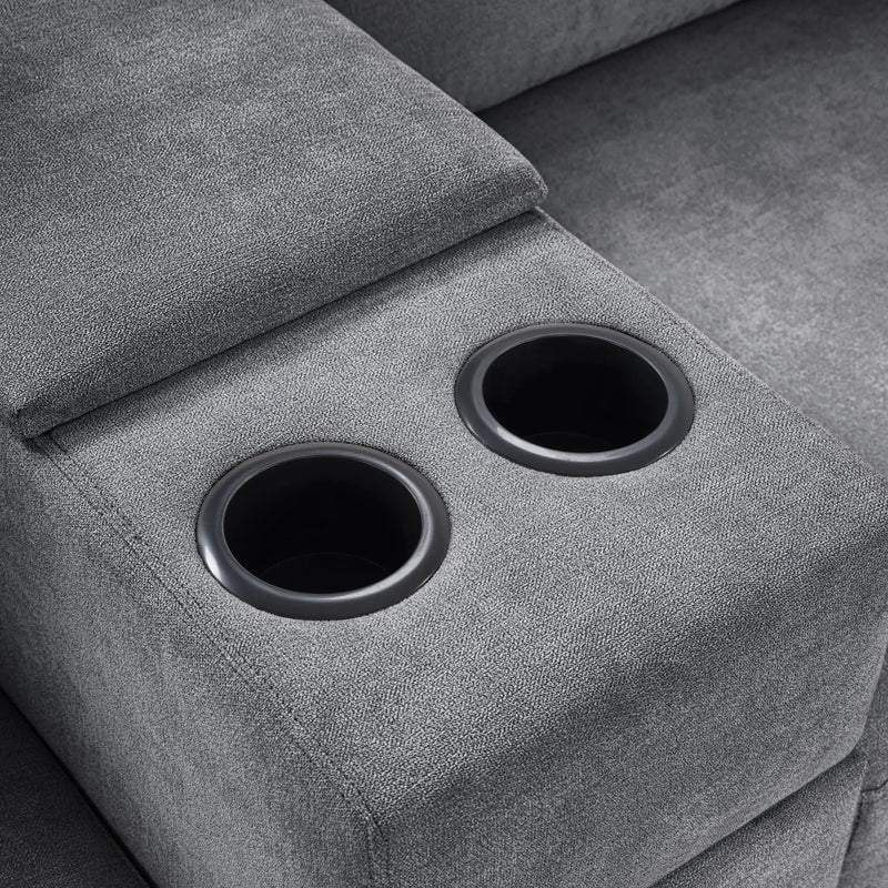 Modular 5 Seat U-Shape Sectional Sofa With Chaise Lounge, Built In Cup Holders And Storage Drawer by HouseOfZazla