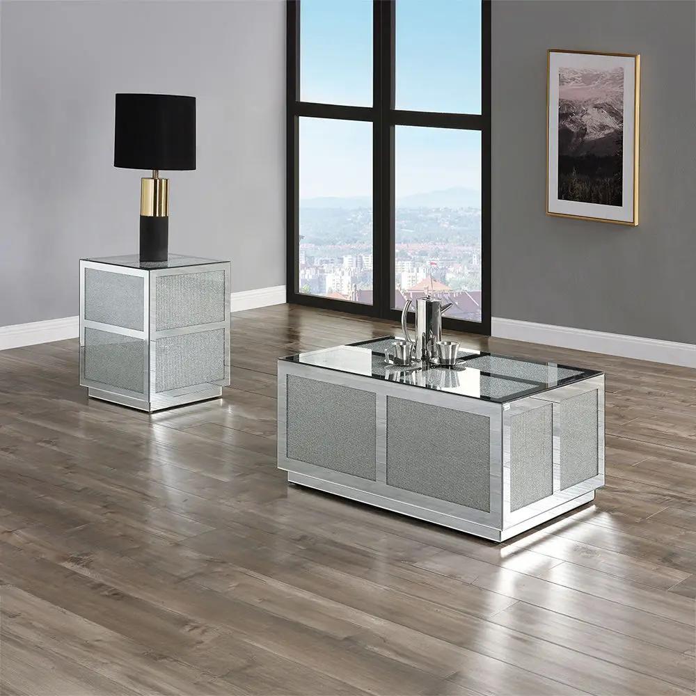 Noralie - 18" End Table With Faux Diamonds - Mirrored by Unique Piece Furniture