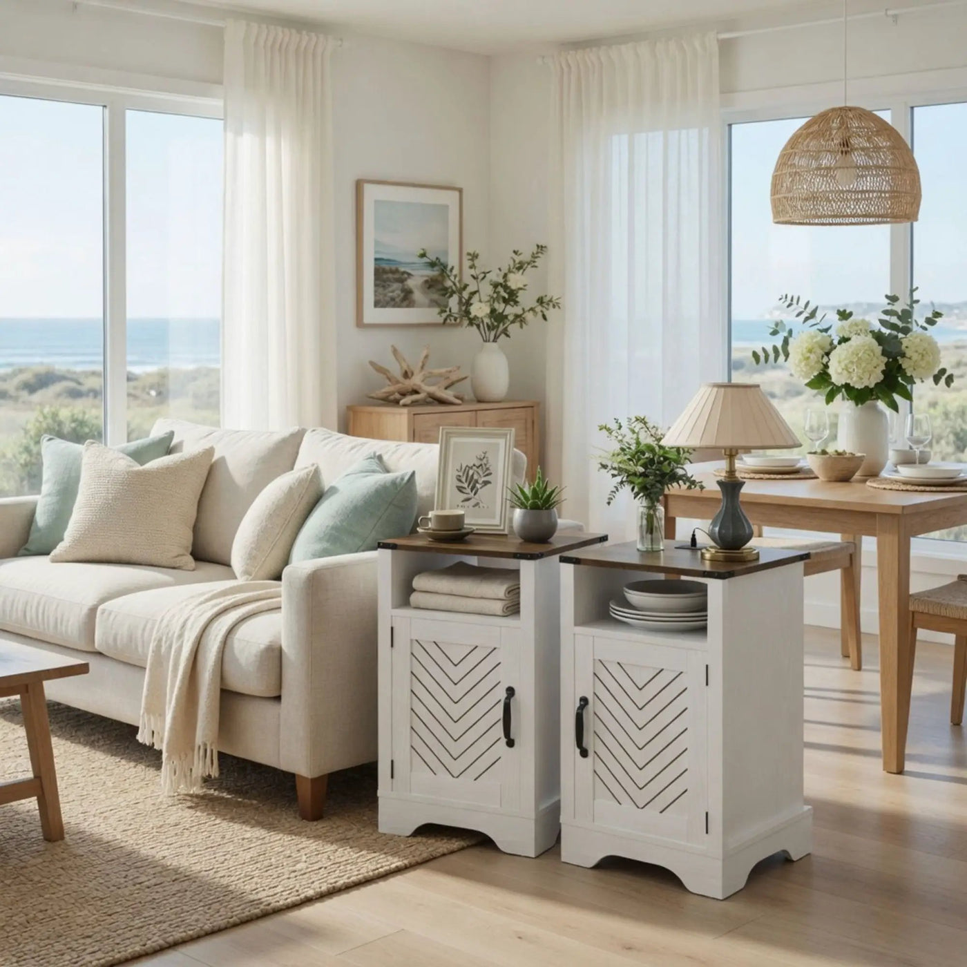 Farmhouse Nightstand With Charging Station & Storage by HouseOfZazla