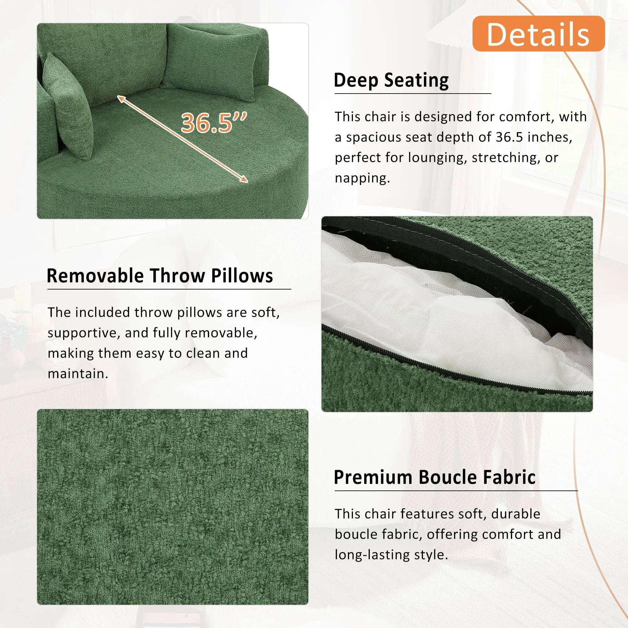 360° Swivel Accent Barrel Chair With 3 Removable Pillows For Living Room by HouseOfZazla