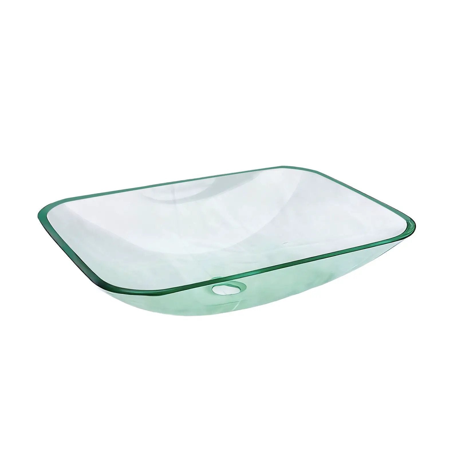 Clear Vessel Sink Rectangle Above Counter Bathroom Basin With Pop Up Drain, No Faucet - Clear by HouseOfZazla