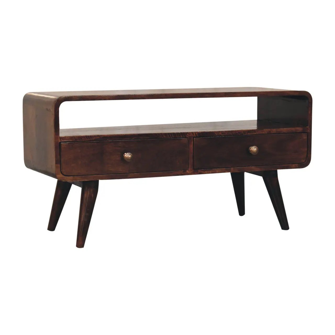 Solid Wood Curved Media Unit by HouseOfZazla