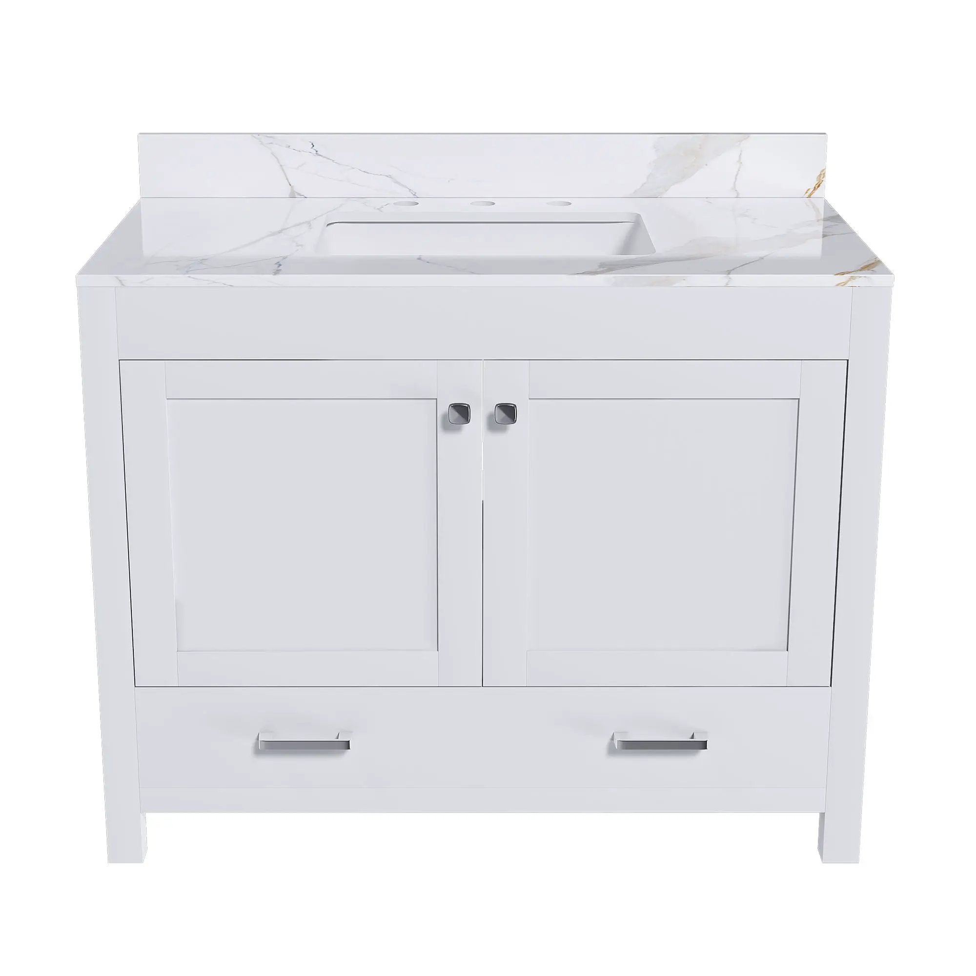43" Bathroom Vanity, Multi Functional Cabinet With Doors And Drawer - White by Unique Piece Furniture