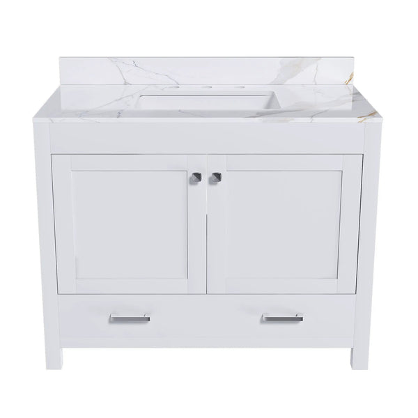 43" Bathroom Vanity, Multi Functional Cabinet With Doors And Drawer - White