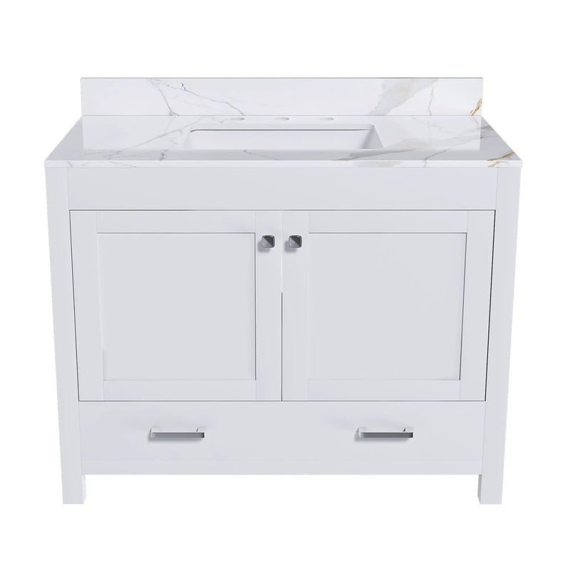 43" Bathroom Vanity, Multi Functional Cabinet With Doors And Drawer - White