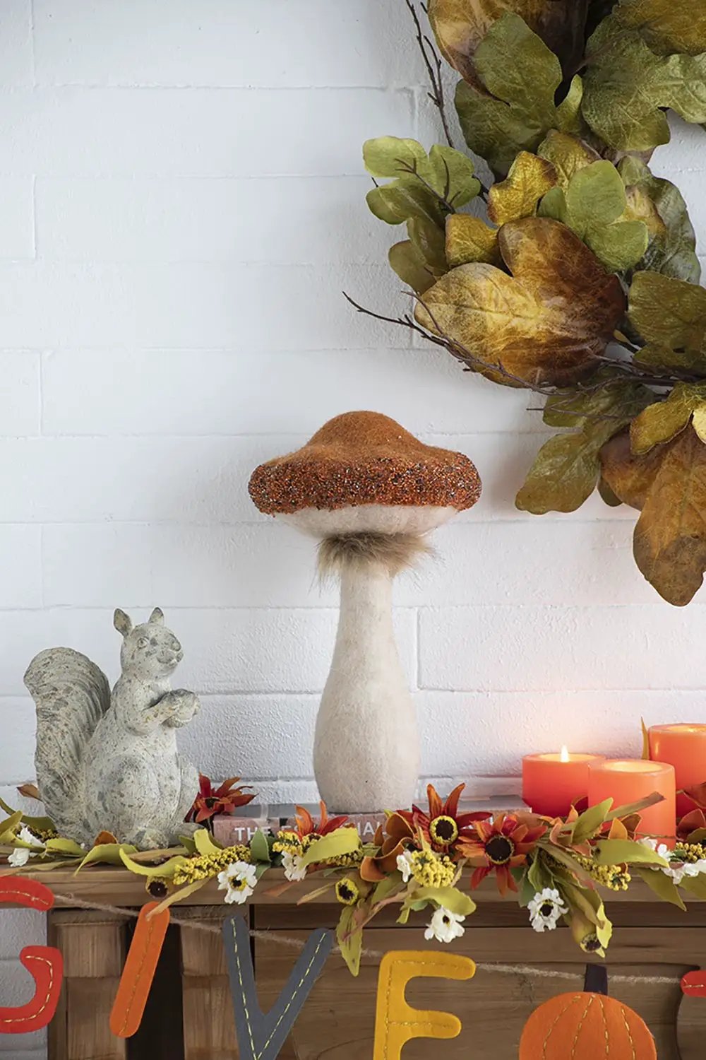 Mushroom Holiday Ornament, For Harvest Festival Fall Festival & Thanksgiving Table Decorations (Set of 2) - Beige / Orange by HouseOfZazla