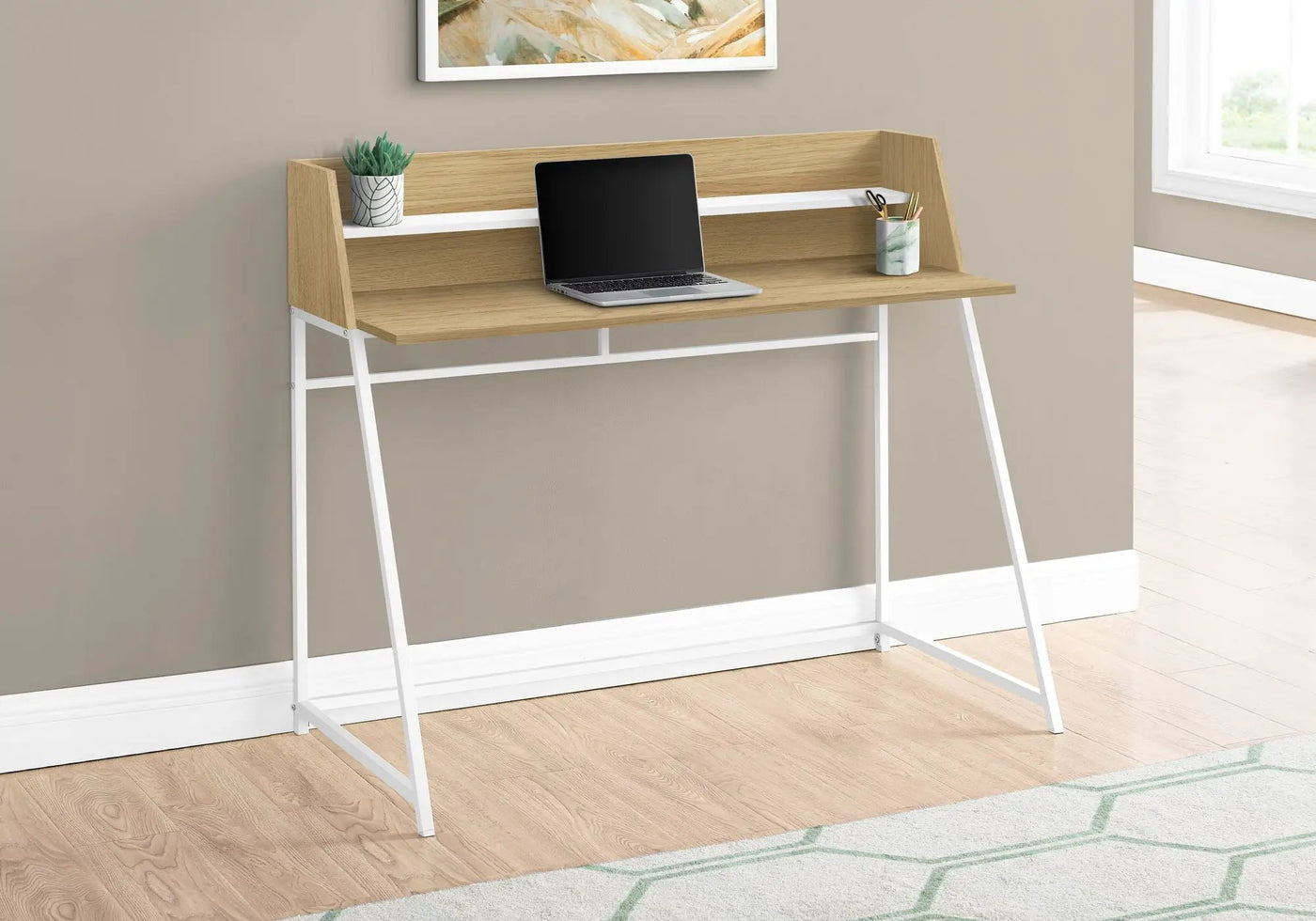 Computer Desk For Home Office, Laptop, Storage Shelves, Marble Look Contemporary & Modern by Unique Piece Furniture