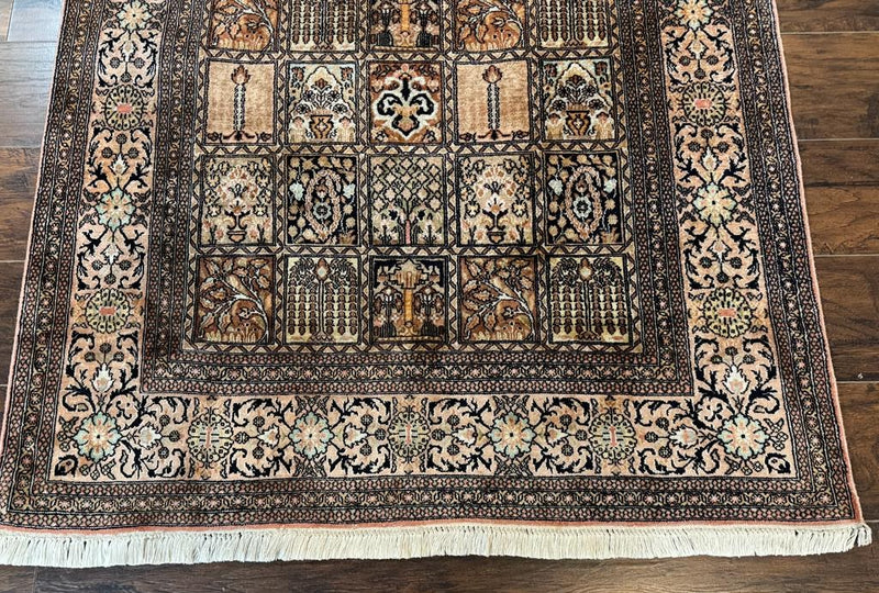 Indian Kashmiri Silk Rug 4x6, Panel Design, Multicolor, Fine by Jewel Rugs