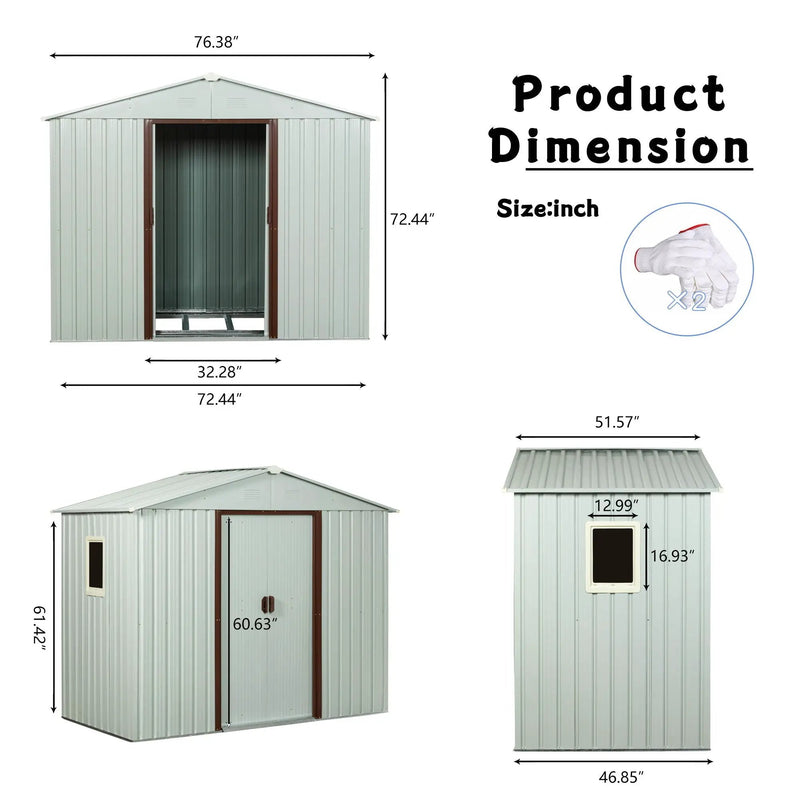 Ry-Sdyx56-Ww Outdoor Metal Storage Shed With Window - White by HouseOfZazla