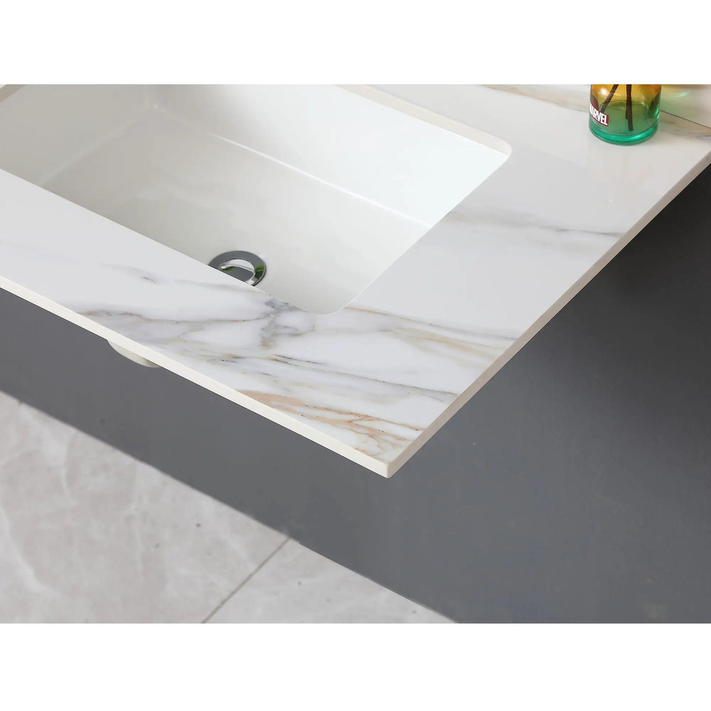 Vanity Top With Undermount Sink And Backsplash, Sintered Stone by HouseOfZazla