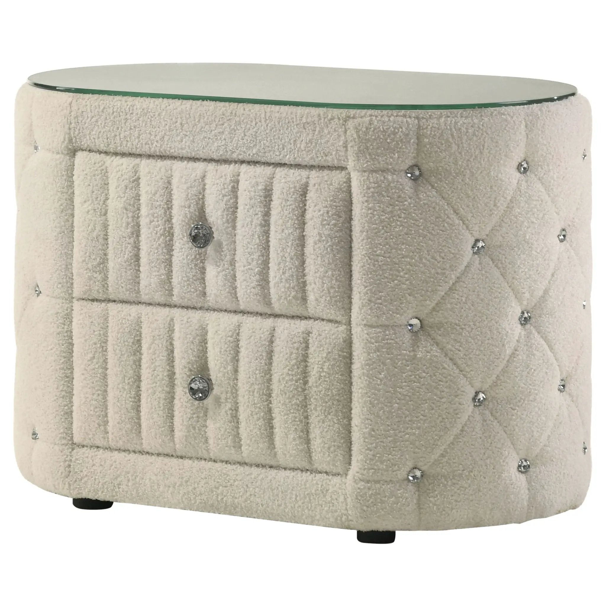 Sonya 2-drawer Upholstered Nightstand Bedside Table Ivory by Unique Piece Furniture