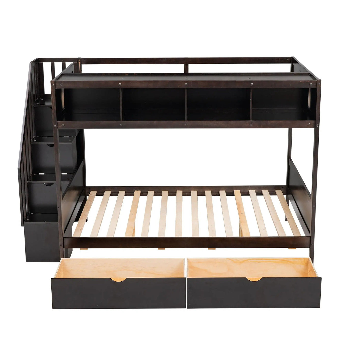 Bunk Bed With Shelfs, Storage Staircase And 2 Drawers by Unique Piece Furniture