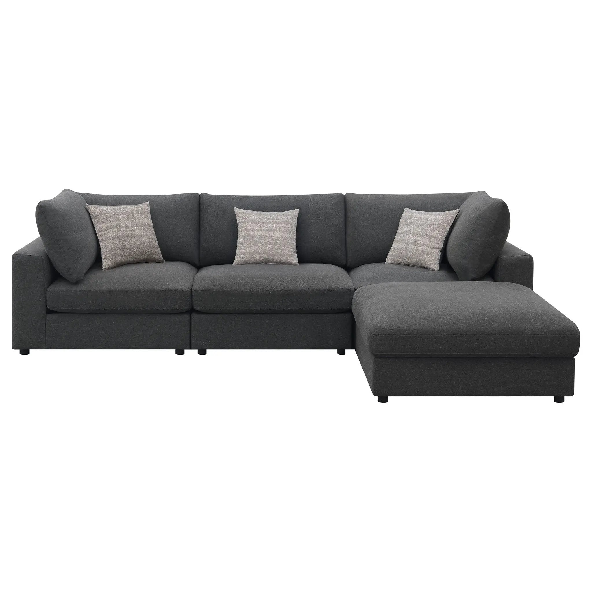 Serene 4-piece Upholstered Modular Sectional Sofa Charcoal by Unique Piece Furniture