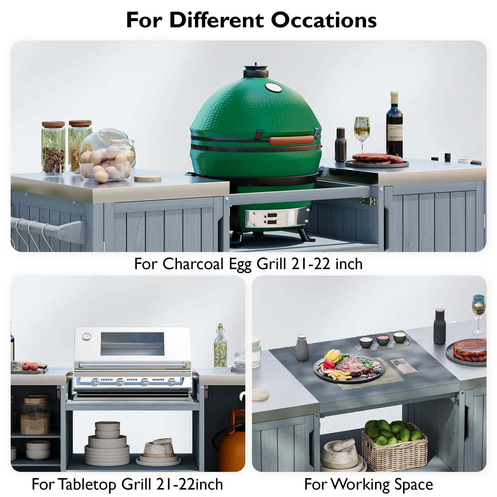 K&K 66.5" Outdoor Kitchen Island for Big Green Egg Grills by HouseOfZazla