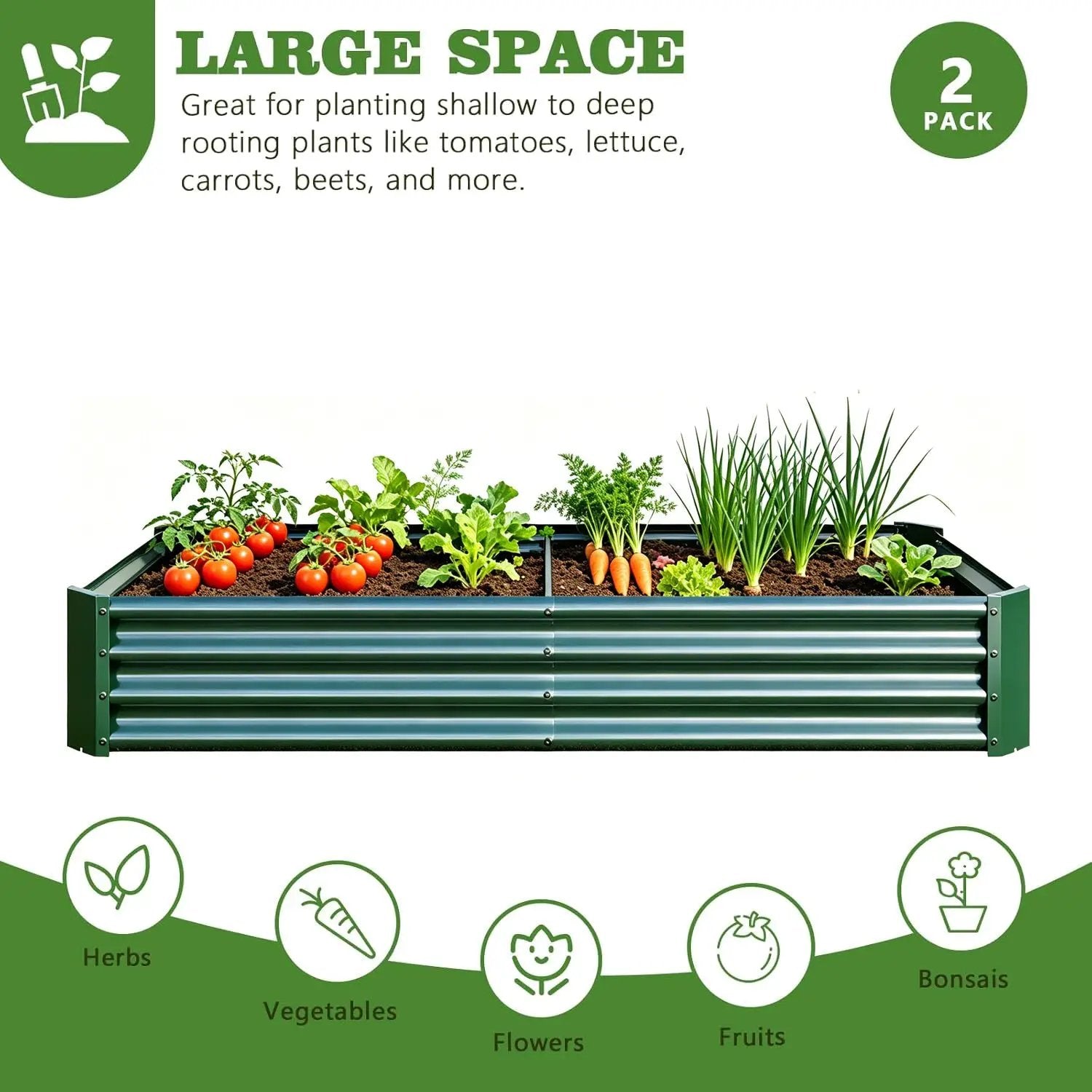 Premium Galvanized Metal Raised Garden Bed Set of 2 by HouseOfZazla