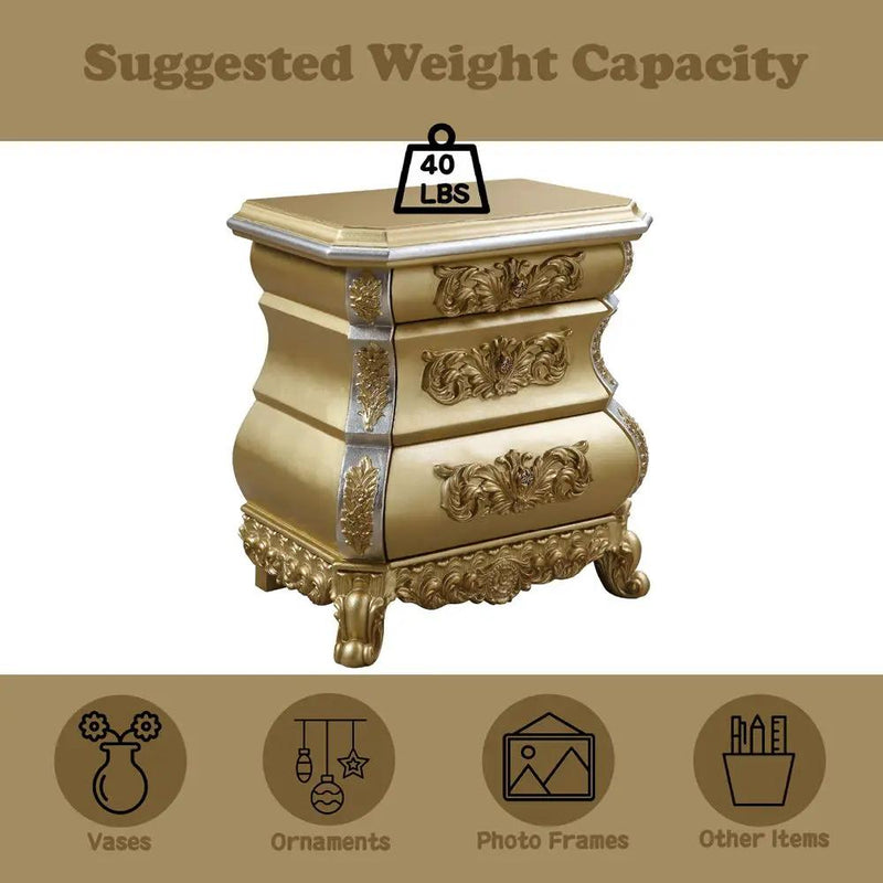 Seville - Nightstand - Gold by Unique Piece Furniture