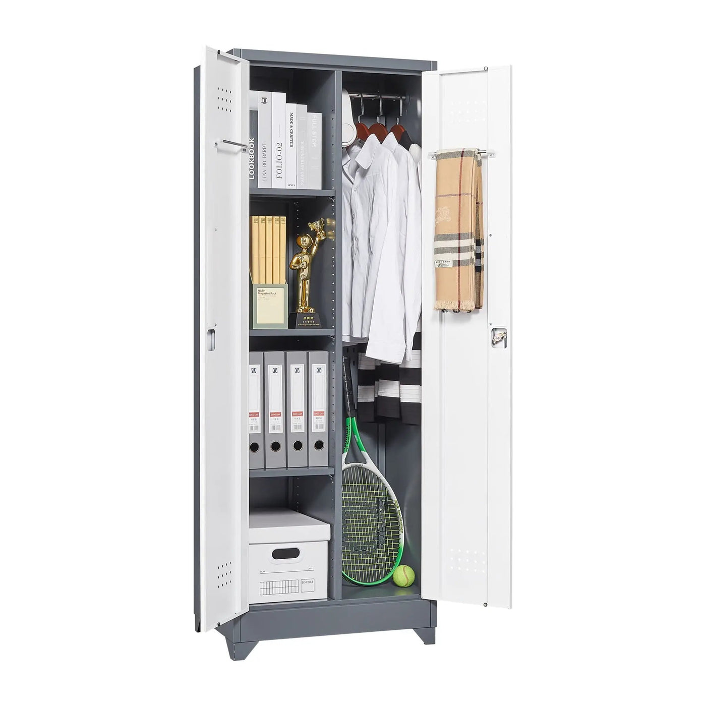 Lockers With Locking Doors, Adjustable Shelves, High Broom Tool Storage Cabinet by HouseOfZazla
