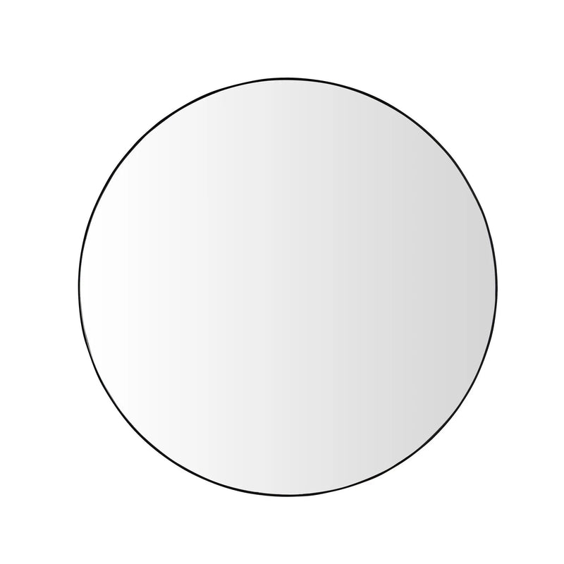 Wall Circular Framed Vanity Mirror For Bathroom, Living Room Decor - Black by Unique Piece Furniture