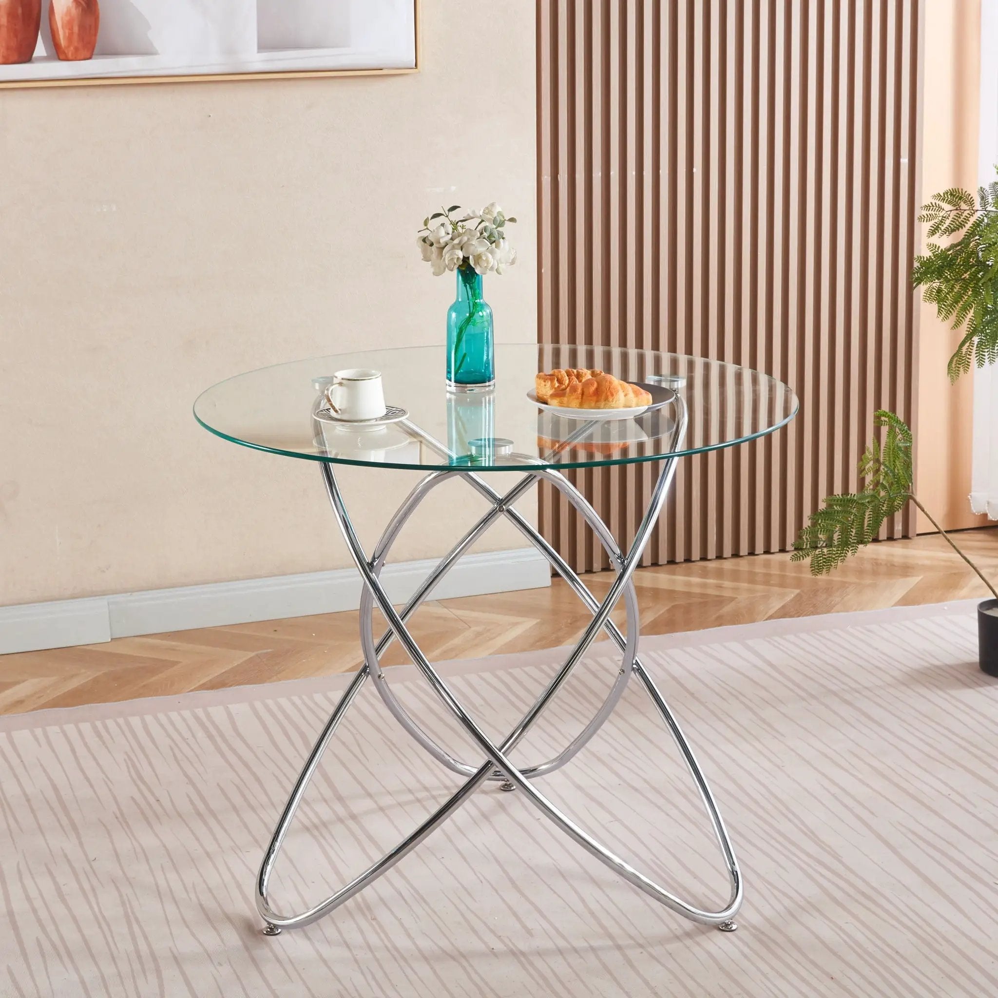 Metal Leg Dining Table With Tempered Glass Top by Unique Piece Furniture