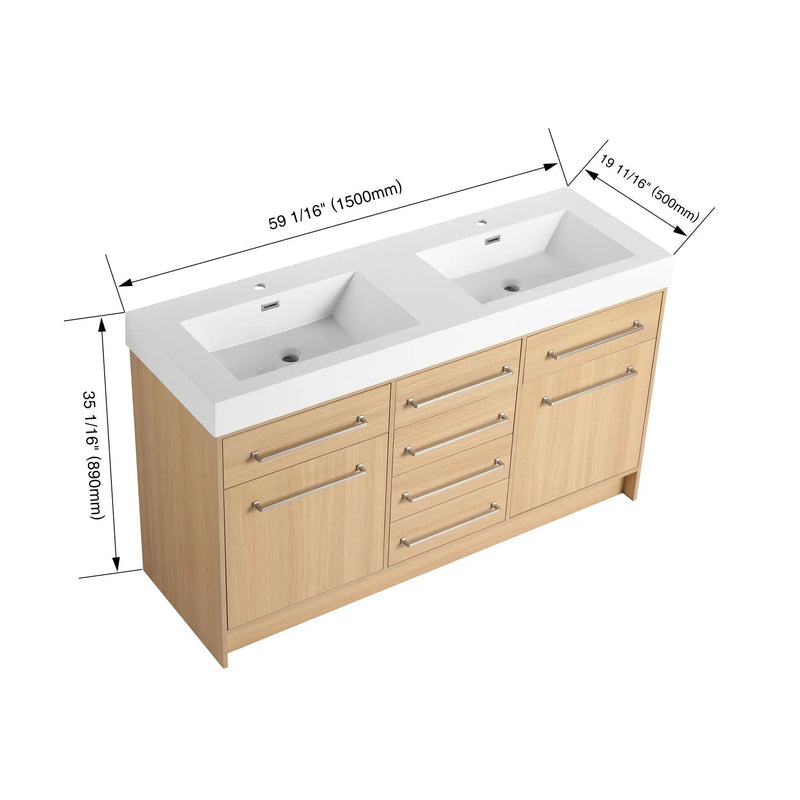 Freestanding Bathroom Vanity With Resin Sink, Soft-Closing Doors And Drawers by Unique Piece Furniture