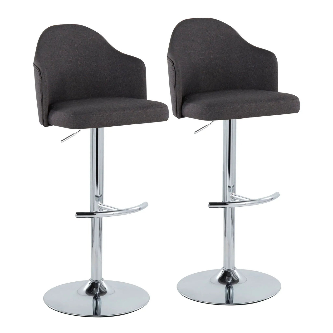 Ahoy - Contemporary Adjustable Barstool With Swivel With Rounded T Footrest (Set of 2) by HouseOfZazla