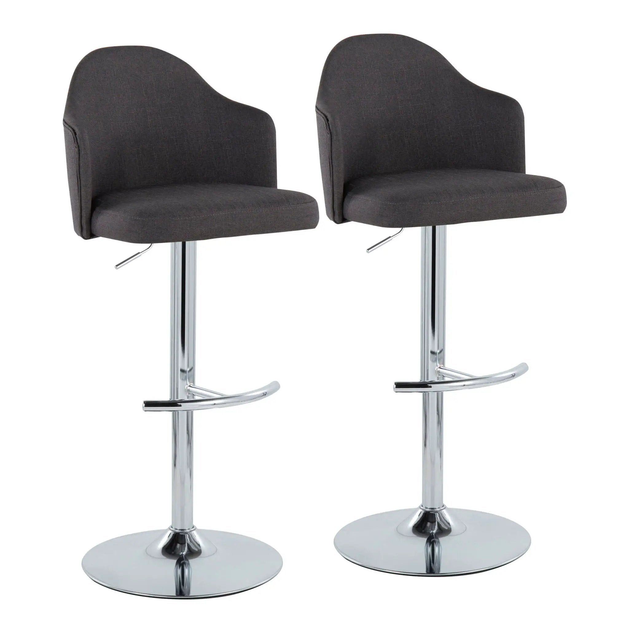 Ahoy - Contemporary Adjustable Barstool With Swivel With Rounded T Footrest (Set of 2) by HouseOfZazla