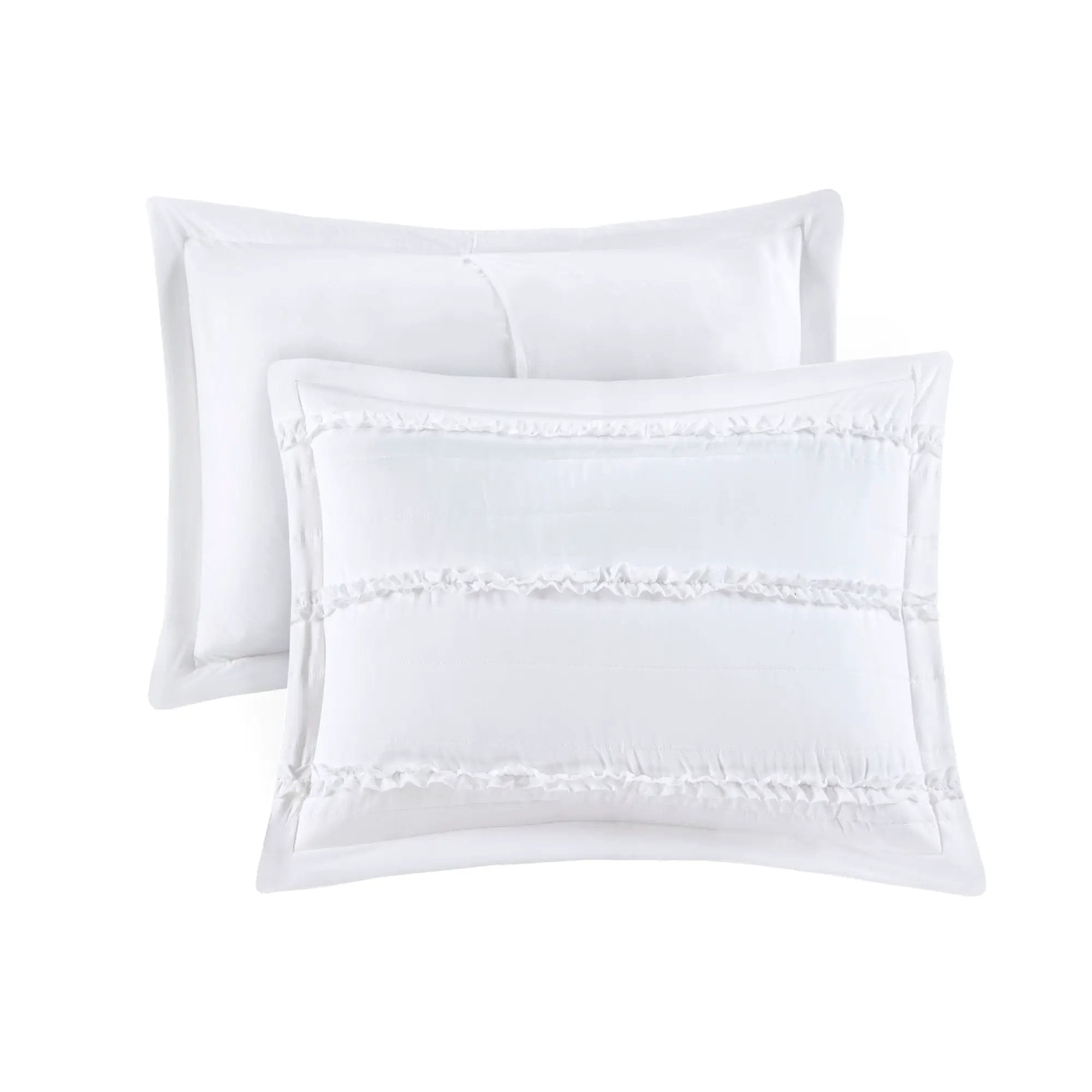 5 Piece Microfiber Ruffled Comforter Set - White California King by HouseOfZazla