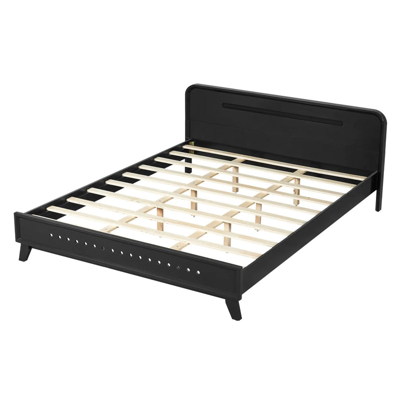 Pine Solid Wood Queen Size Bed, Solid and Stable, No Box Spring Needed by HouseOfZazla