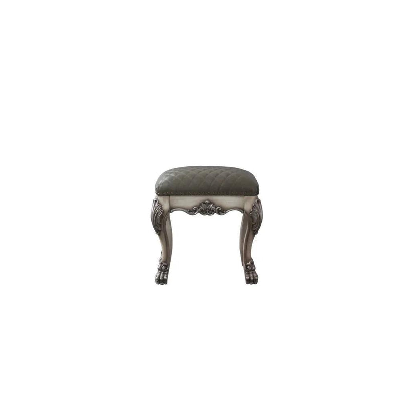 Dresden - Vanity Stool - Vintage Bone White & Synthetic Leather by Unique Piece Furniture