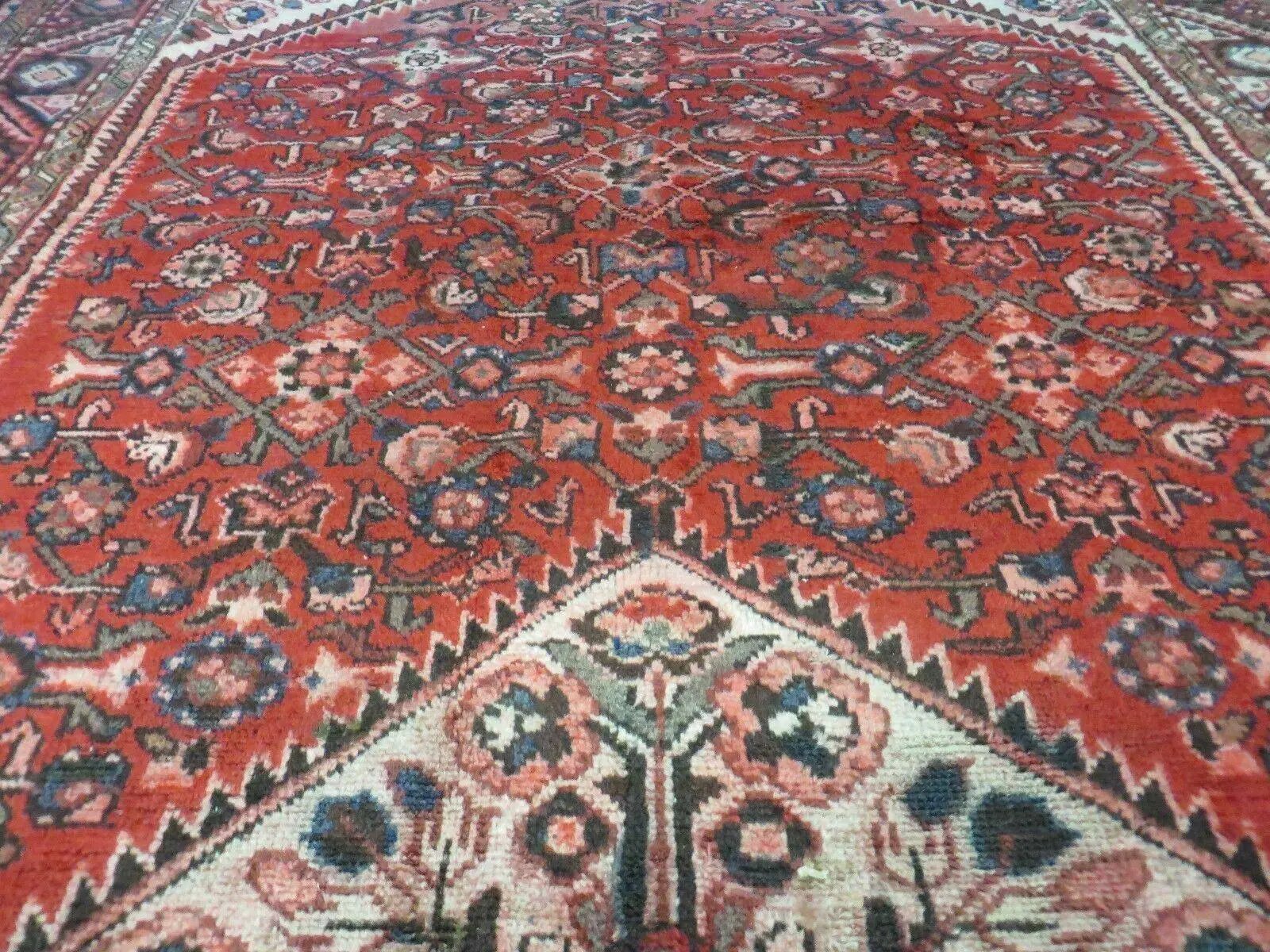 5' 6" X 10' Antique Handmade India Floral Oriental Wool Rug Veg Dyes Red Nice by Jewel Rugs