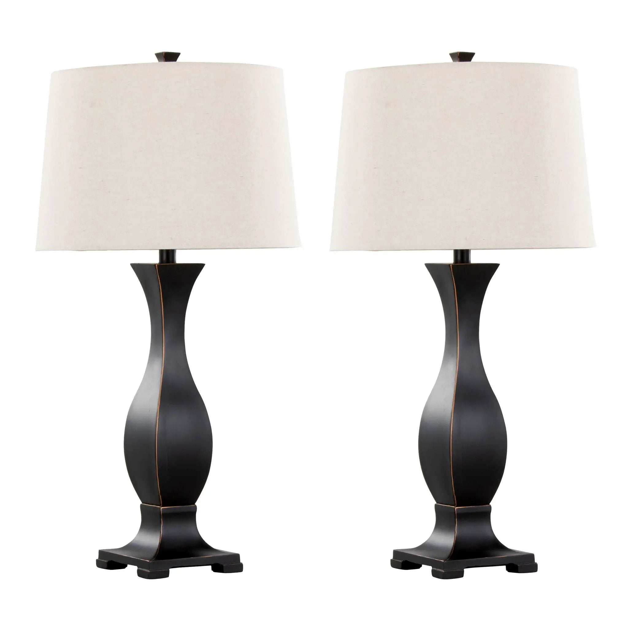 Riley - Contemporary Table Lamp (Set of 2) - Oil Rubbed Bronze / Oat by HouseOfZazla