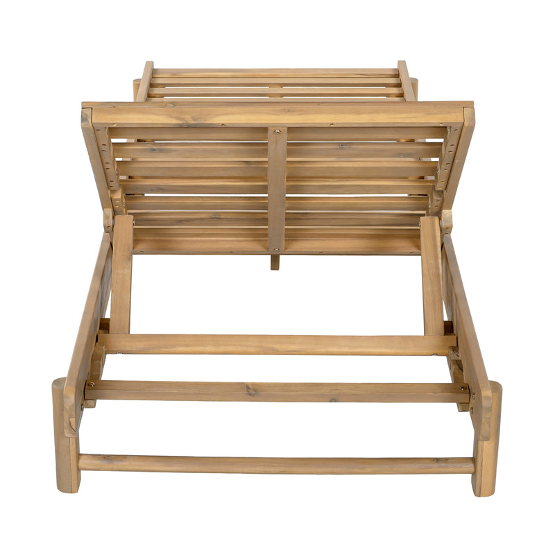 Light Teak Finish Acacia Wood Chaise Lounge Frame by HouseOfZazla