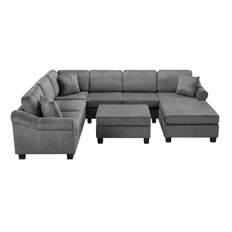 Contemporary U - Shaped Sectional Sofa With Movable Storage Ottoman by HouseOfZazla