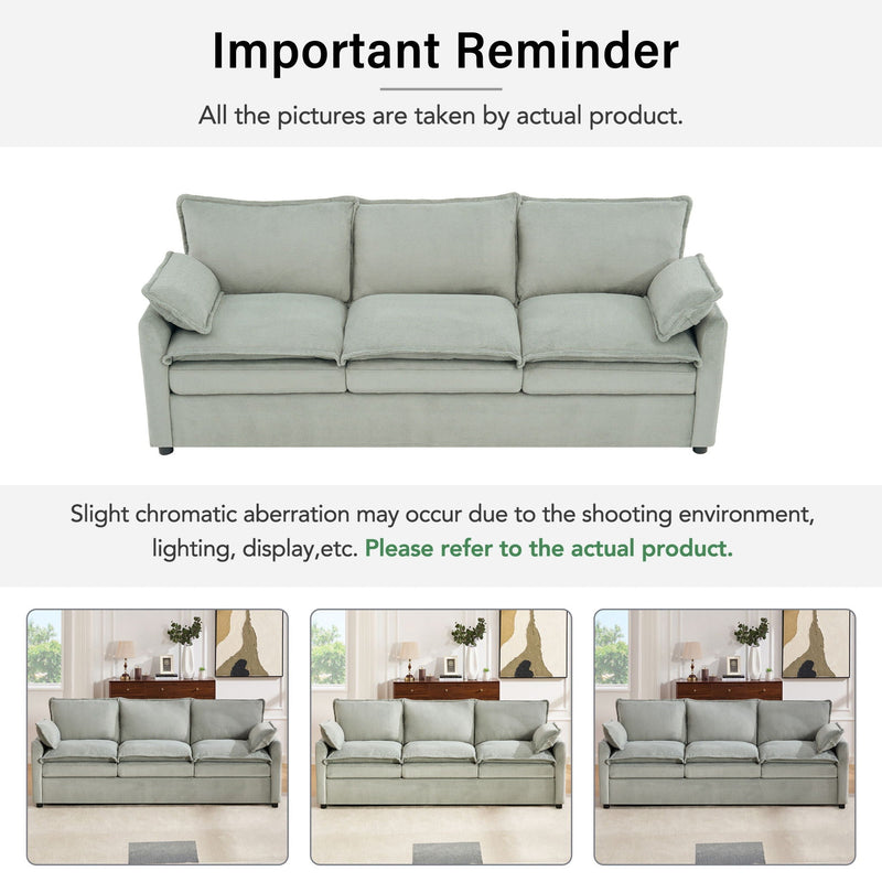 Modern 3 Seater Sofa With Side Storage Pockets For Living Room by HouseOfZazla