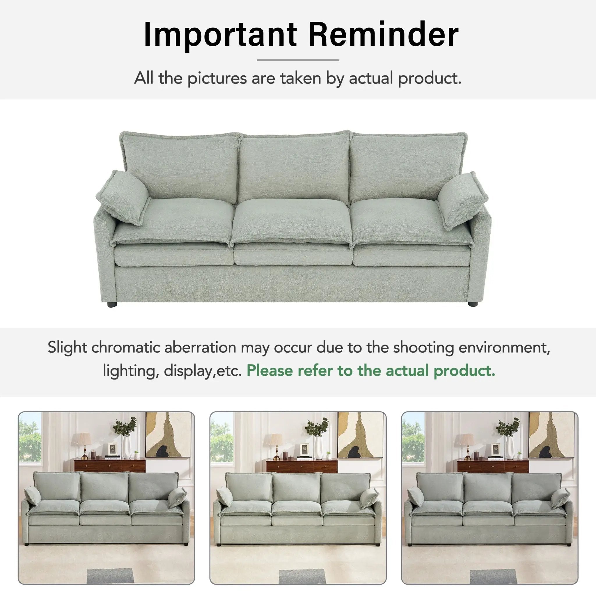 Modern Sofa Set With Double Layer Cushion And Side Storage Pockets by HouseOfZazla