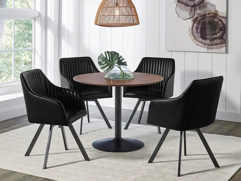 Arika Leatherette Upholstered Swivel Dining Arm Chair Black by Unique Piece Furniture