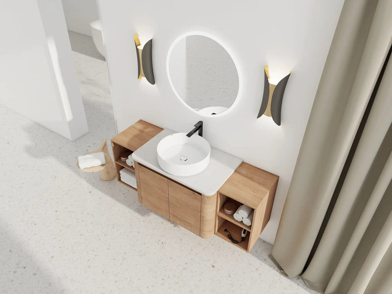 54" Wall-Mounted Bathroom Vanity With Ceramic Art Sink by HouseOfZazla