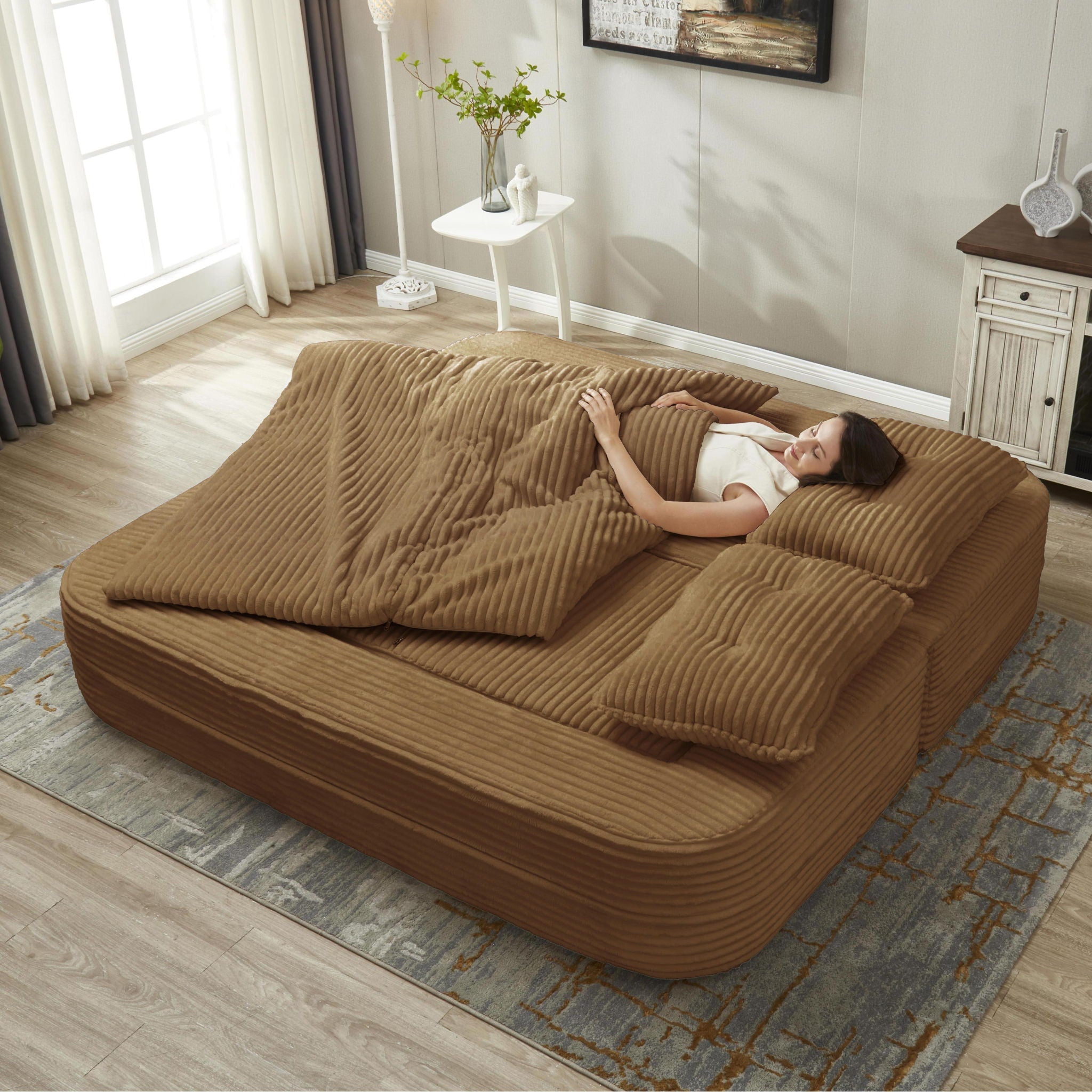 Multi Functional Sectional Sofa Bed With Independent Chaise Lounge And Functional Blanket by HouseOfZazla